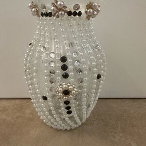 Elegant Pearl and Bead Decor Vase